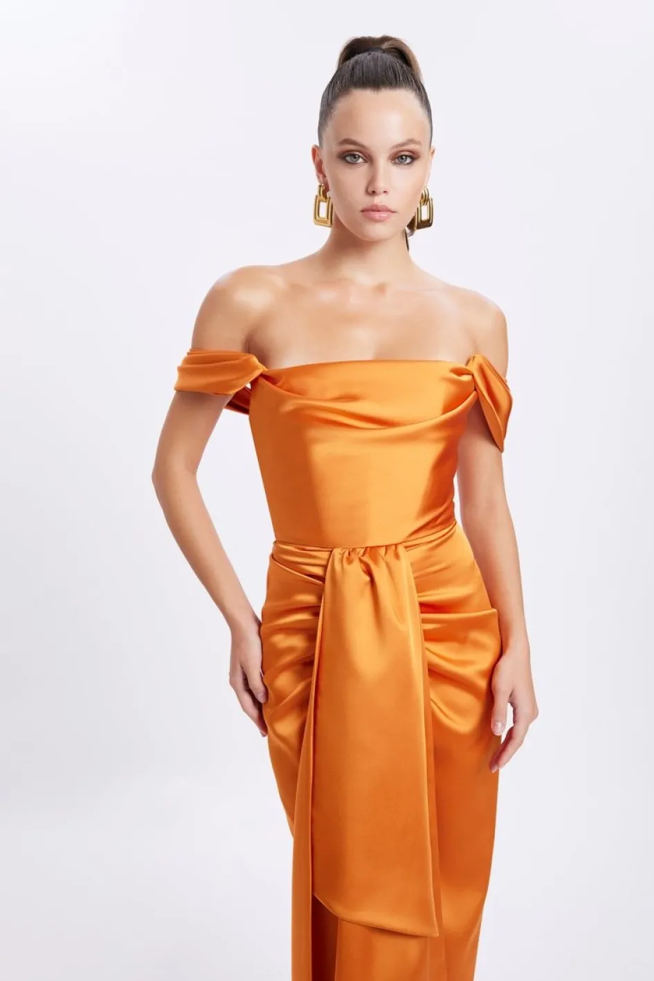 cloe_satin_dress__spicy_orange_2.webp Gigii's Maxi Dresses | Cloe Satin Dress - Spicy Orange