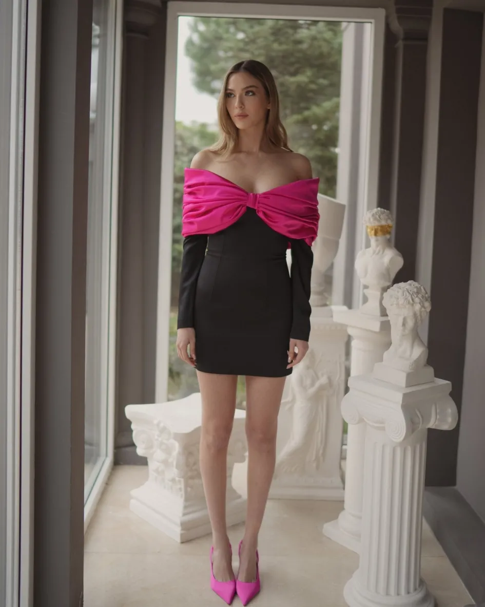 lavinya_dress__black_magenta_3.webp Gigii's Mini Dresses | Dresses | Lavinya Dress - Black Magenta